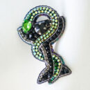 Брошки медичні ручної роботи – Легені, Келих Гігеї, Кадуцей, Мікроскоп, Стетоскоп, Дерматоскоп - Келих Гігеї (смарагдовий)