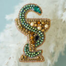 Брошки медичні ручної роботи – Легені, Келих Гігеї, Кадуцей, Мікроскоп, Стетоскоп, Дерматоскоп - Келих Гігеї (золотий)