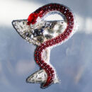 Брошки медичні ручної роботи – Легені, Келих Гігеї, Кадуцей, Мікроскоп, Стетоскоп, Дерматоскоп - Келих Гігеї (срібний/рубін)