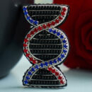 Брошки медичні ручної роботи – Серце, Око, УЗД, ДНК, Матка, Лелека, Дерево - ДНК (чорне)