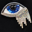 Брошки медичні ручної роботи – Серце, Око, УЗД, ДНК, Матка, Лелека, Дерево - Око (срібно-блакитне)