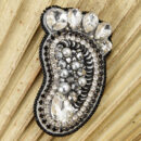 Брошки ручної роботи (для б'юті-майстра) – Лак, Помада, Брова, Стопа, Палітра, Лазер - Стопа (срібло/чорний)