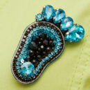 Брошки ручної роботи (для б'юті-майстра) – Лак, Помада, Брова, Стопа, Палітра, Лазер - Стопа бирюзово-чорна