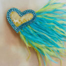 Брошки медичні ручної роботи – Серце, Око, УЗД, ДНК, Матка, Лелека, Дерево - Серце з пір’їнкою