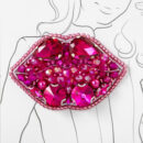 Брошки ручної роботи – Губи, шприц у губах (для косметолога) - Губи (рожеві)