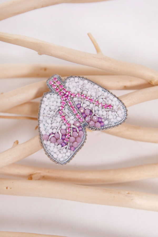 Брошки медичні ручної роботи – Легені, Келих Гігеї, Кадуцей, Мікроскоп, Стетоскоп, Дерматоскоп