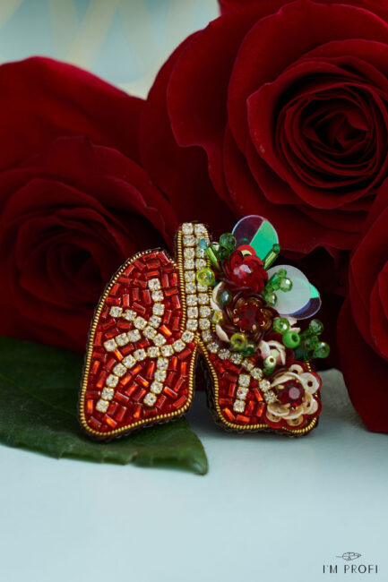 Брошки медичні ручної роботи – Легені, Келих Гігеї, Кадуцей, Мікроскоп, Стетоскоп, Дерматоскоп