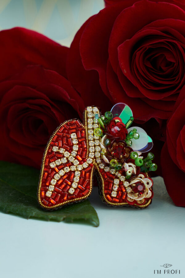 Брошки медичні ручної роботи – Легені, Келих Гігеї, Кадуцей, Мікроскоп, Стетоскоп, Дерматоскоп