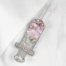 Брошки ручної роботи – Шприц (для лікаря, медсестри, косметолога) - Шприц (срібно-рожевий) з крапелькою