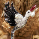 Брошки медичні ручної роботи – Серце, Око, УЗД, ДНК, Матка, Лелека, Дерево - Лелека