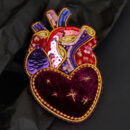 Брошки медичні ручної роботи – Серце, Око, УЗД, ДНК, Матка, Лелека, Дерево - Серце оксамитове
