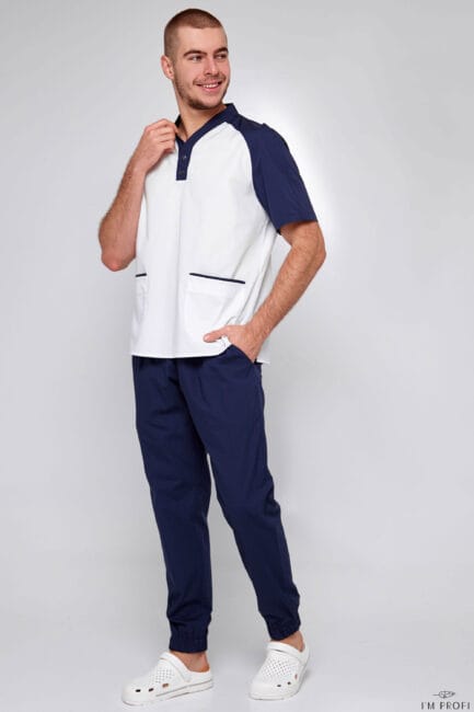 Improfi P109 Mens Scrub Set Navy White 01