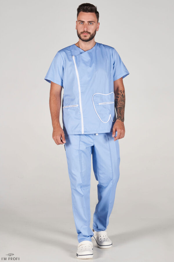 Чоловічий костюм стоматолога – P137 - Блакитний