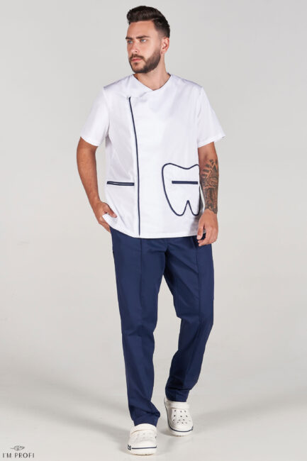 Improfi P137 Mens Scrub Set White Blue 01