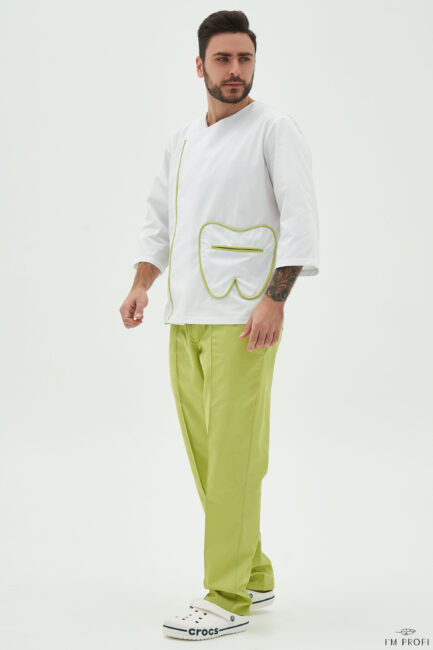 Improfi P145 Mens Scrub Set White Lime 01