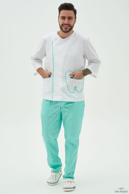Improfi P145 Mens Scrub Set White Mint 01