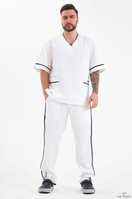 Improfi P202 Mens Scrub Set White 01