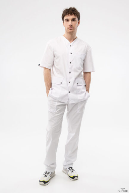 Improfi P277 Mens Scrub Set White 01