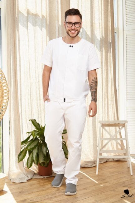 Improfi P59 Mens Scrub Set White 01