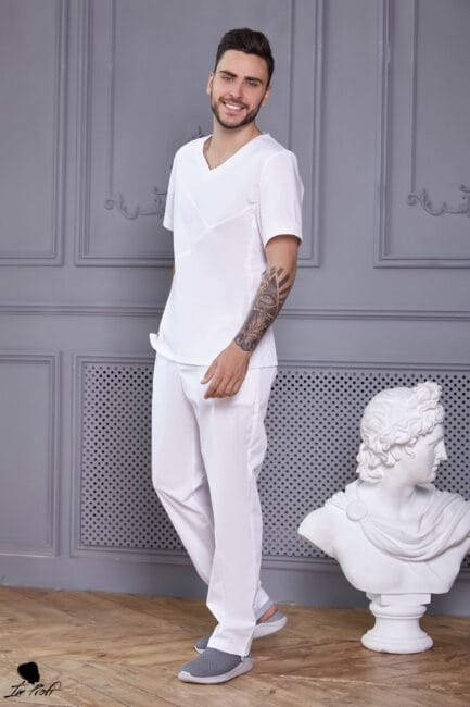 Improfi P67 Mens Scrub Set White 01