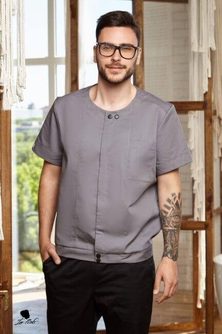 Improfi P59t Mens Scrub Top Dark Grey 01