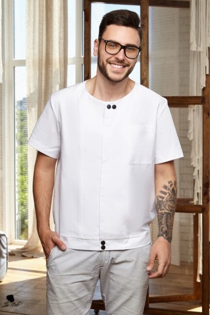 Improfi P59t Mens Scrub Top White 01