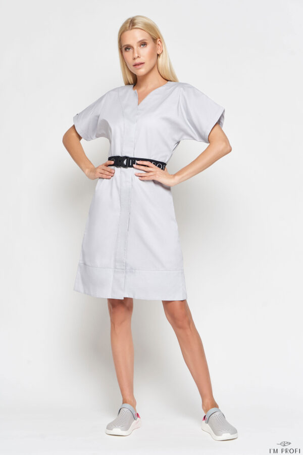 Плаття б'юті-майстра з фірмовим поясом – P125 - Сірий