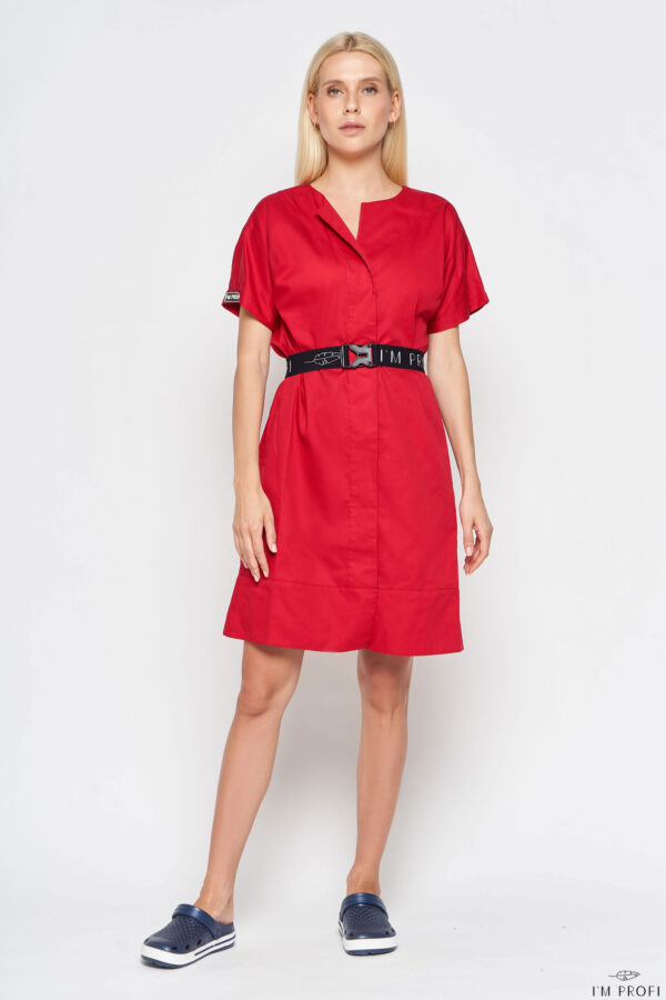 Плаття б'юті-майстра з фірмовим поясом – P125 - Червоний