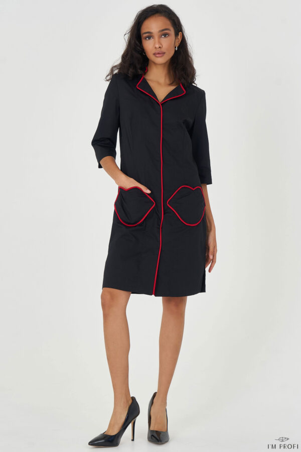 Елегантний халат міді довжини – P173 - Чорний