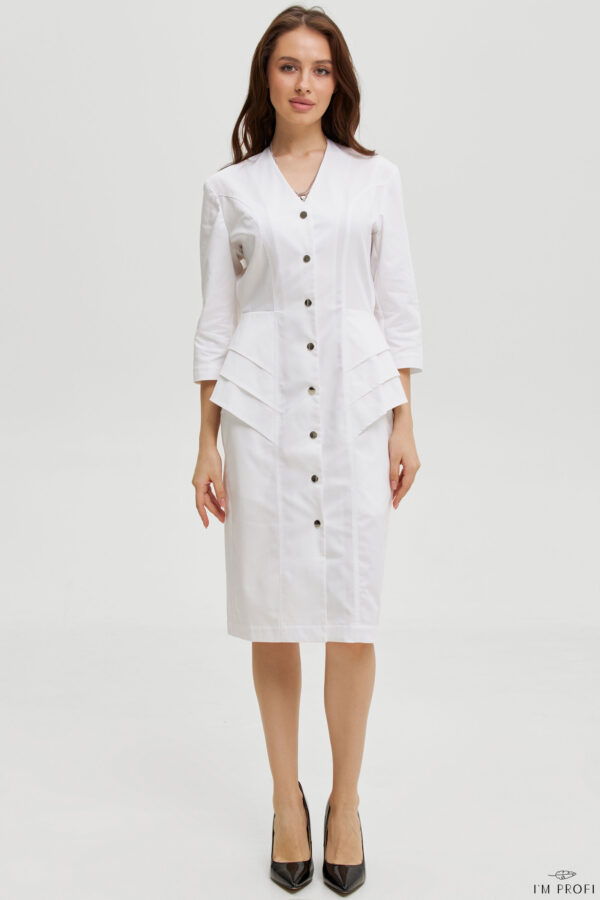 Приталений медичний халат міді – P230