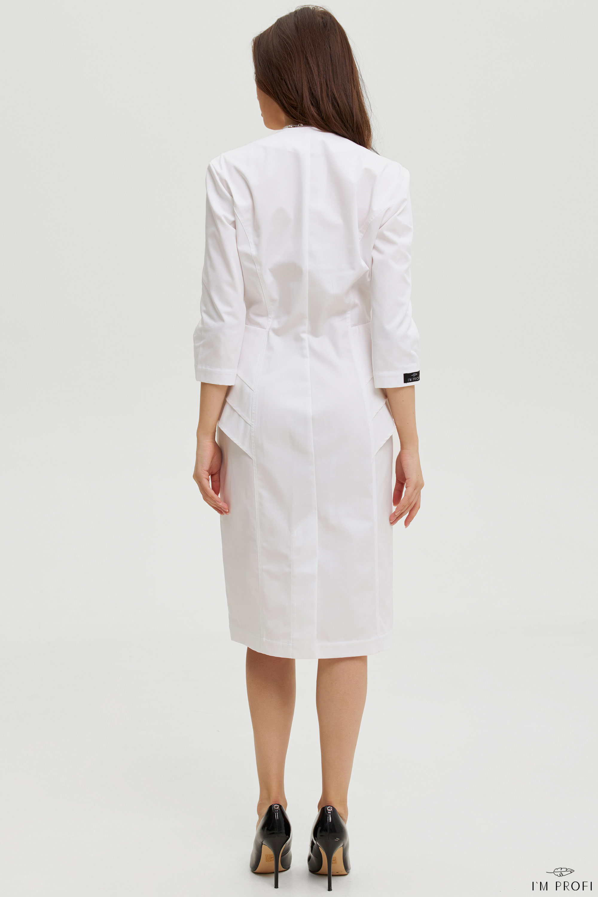 Приталений медичний халат міді – P230 - Зображення 2