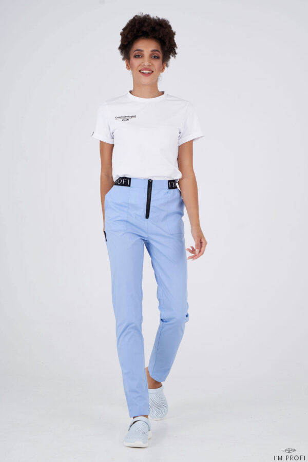Жіночі медичні штани на змійці – B124 - Блакитний