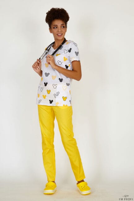 Improfi P119 Scrub Set White Mouse Yellow 01