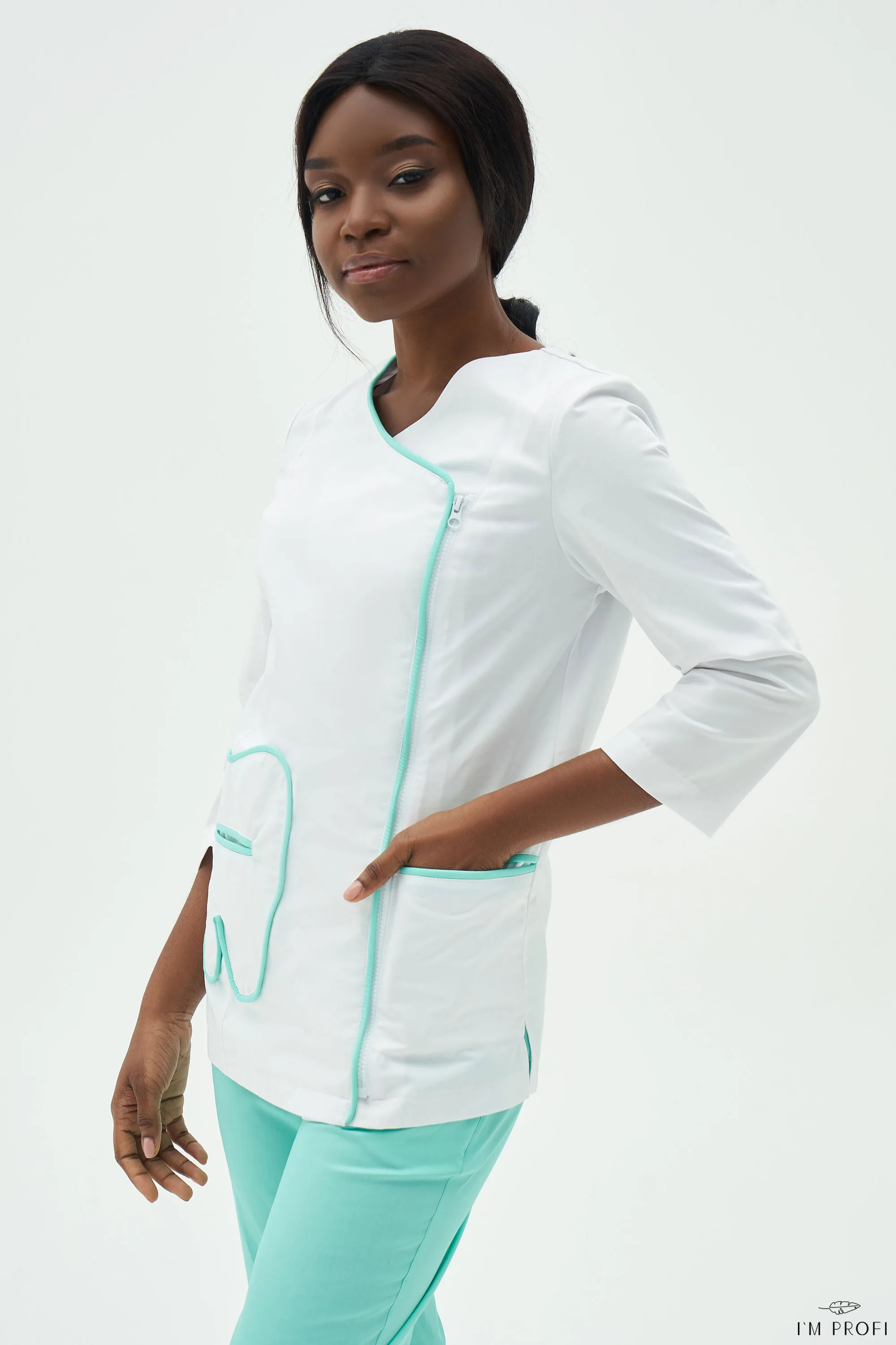 Improfi P144 Scrub Set White Mint 03