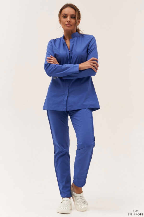 Класичний жіночий медичний костюм – P168 - Волошковий