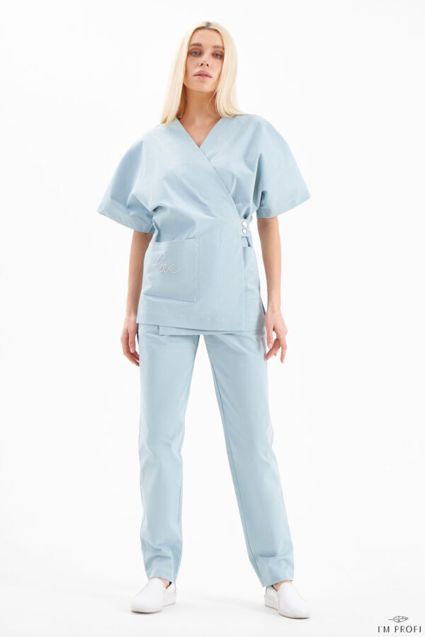 Костюм жіночий у формі кімоно – P196 - Блакитний