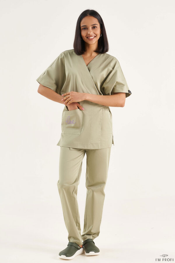 Костюм жіночий у формі кімоно – P196 - Фісташковий