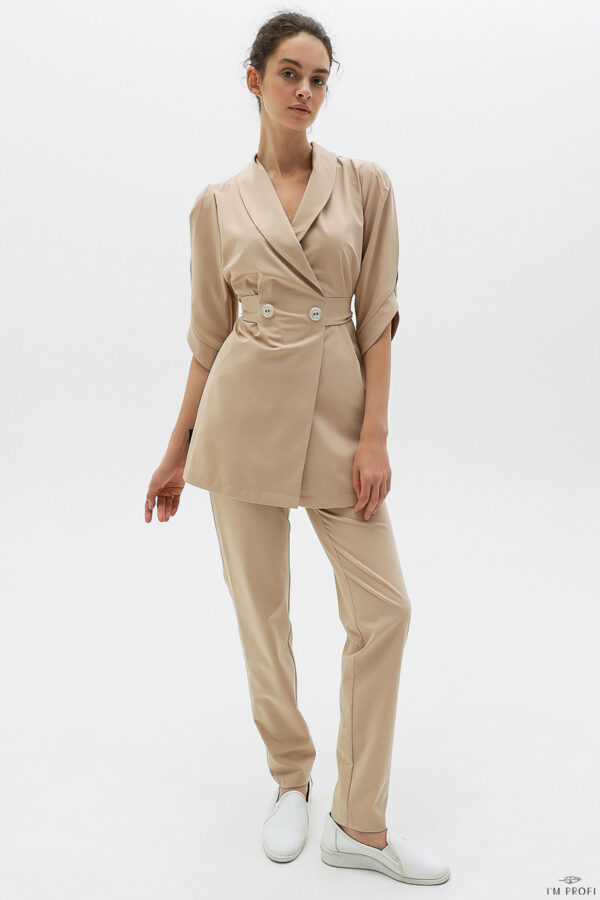 Медичний костюм жіночий – P256 - Бежевий