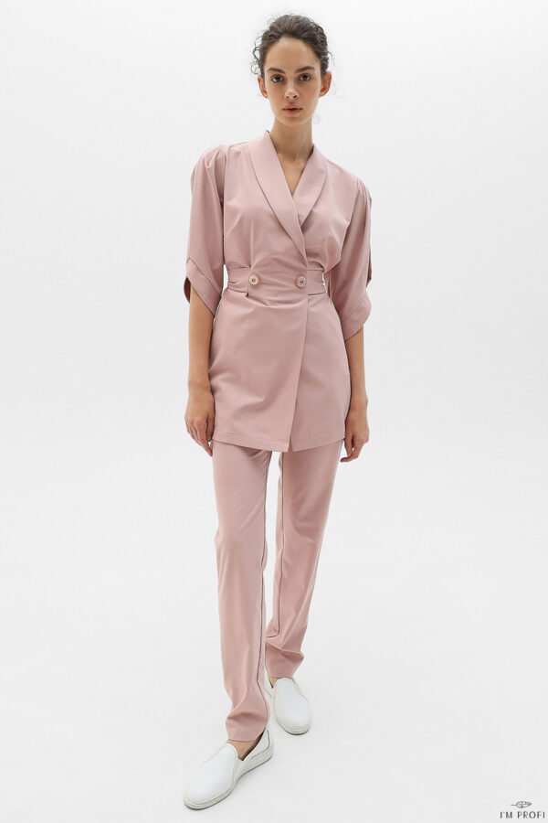 Медичний костюм жіночий – P256 - Пудровий