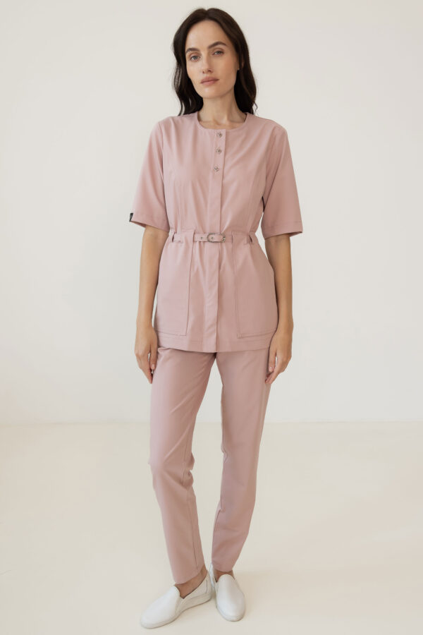 Жіночий медичний костюм – P289 - Пудровий
