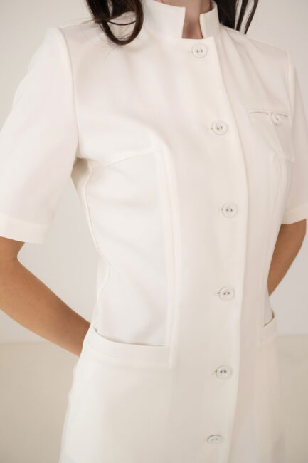 Жіночий медичний халат з італійської тканини Гучі – P291