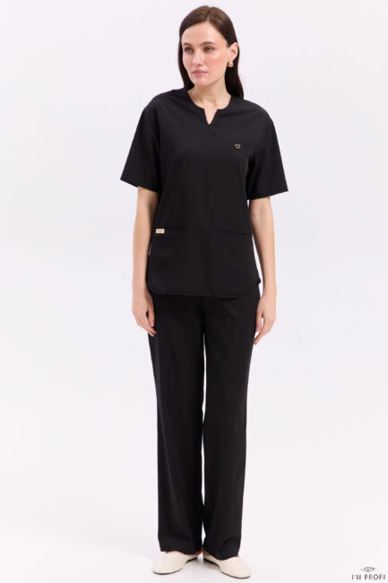 Жіночий медичний костюм – P308 - Чорний