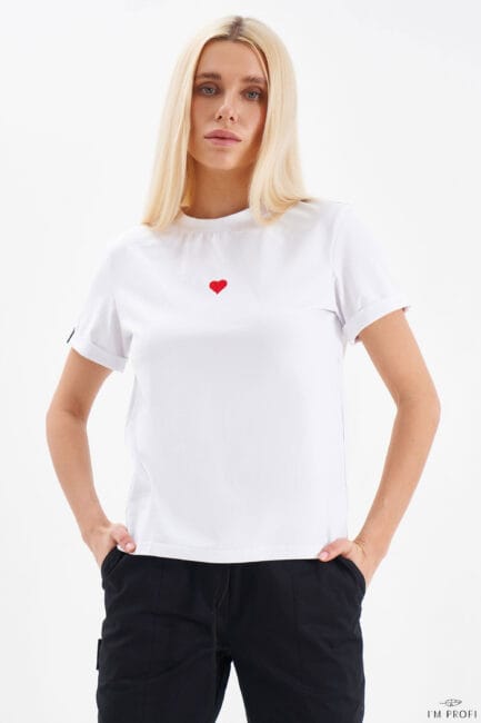Improfi P123rh T Shirt Red Heart White 01