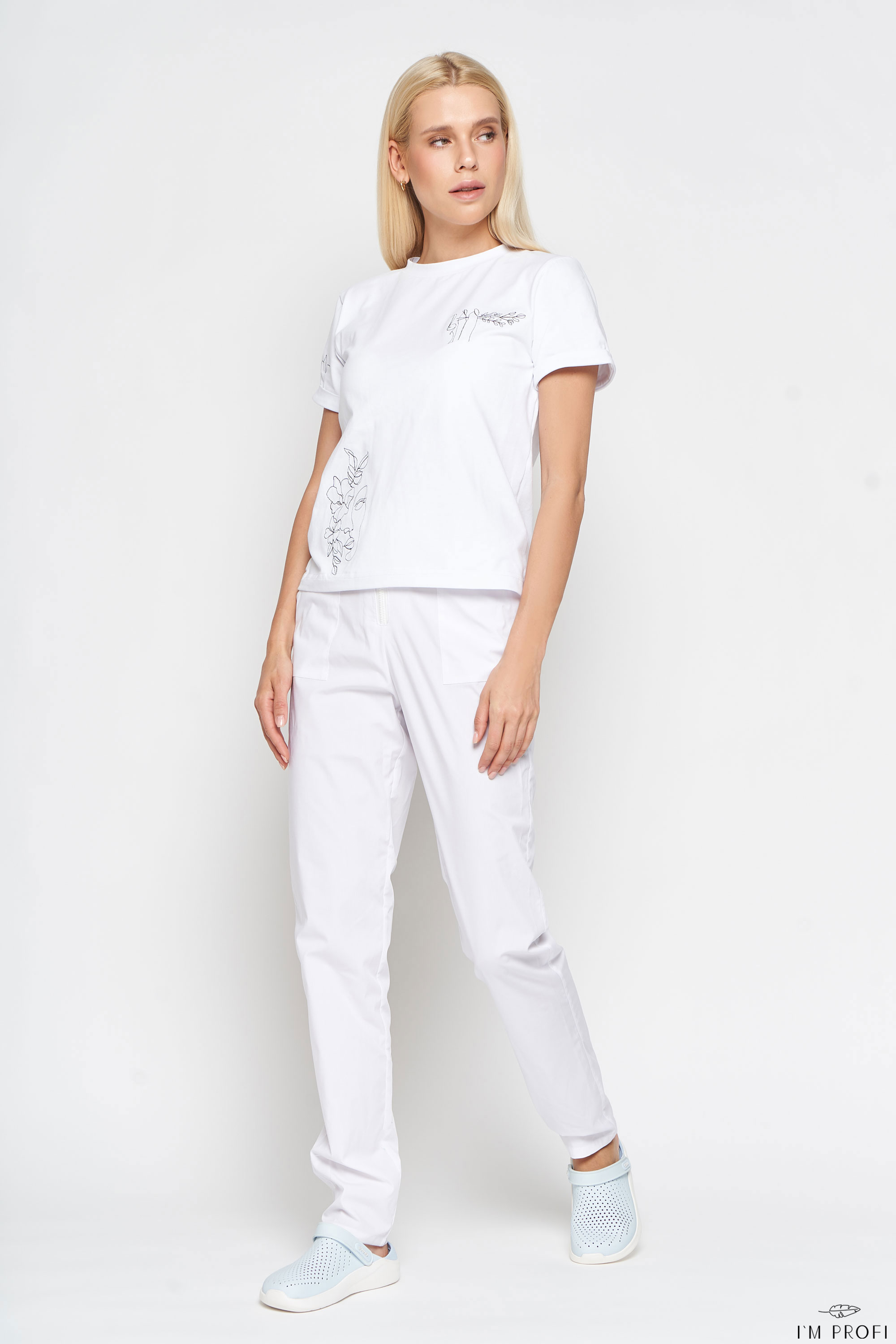 Футболка б'юті майстра з малюнком гілочки – P123 v1 - Зображення 3