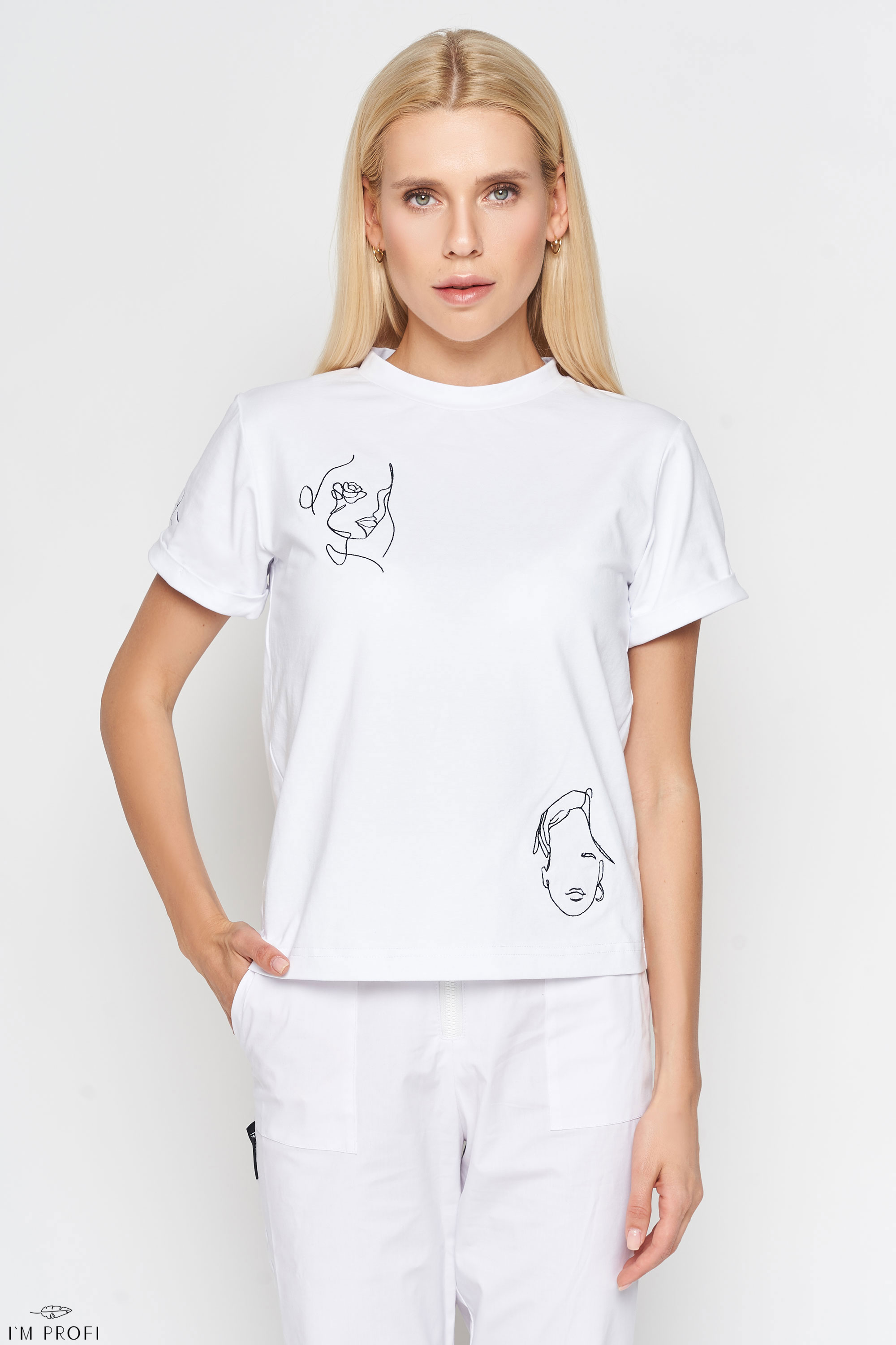 Футболка б'юті майстра з малюнком обличчя – P123 v2