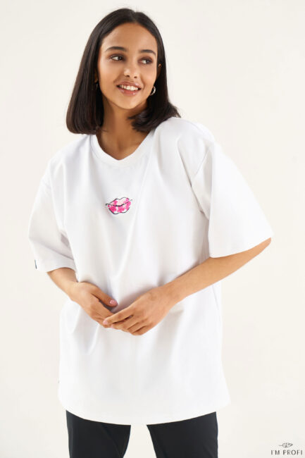 Improfi P204rl T Shirt Red Lips White 01
