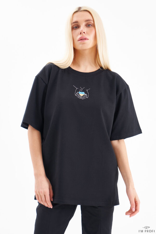 Футболка "Українське серце" – P204uh - Чорний