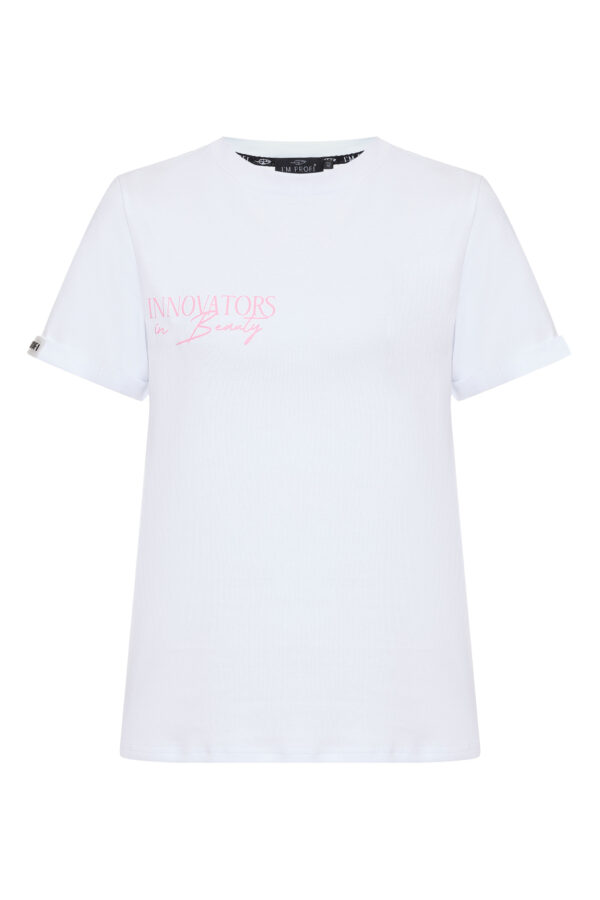 Футболка "Innovators in Beauty" – P260ib - Білий + рожевий